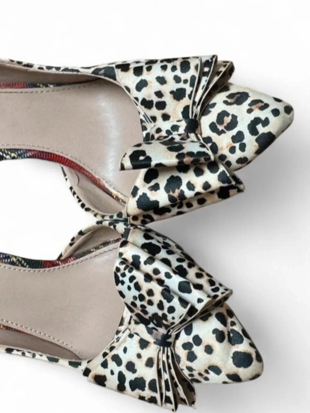 Betsey Johnson Leopard Print and Plaid Pointed Toe Pumps with Bow Accent